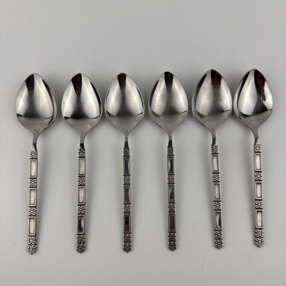 Oneida Community Madrid No Black Stainless Soup Spoons Set of 6 Vintage 6 7/8"